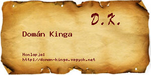 Domán Kinga névjegykártya
